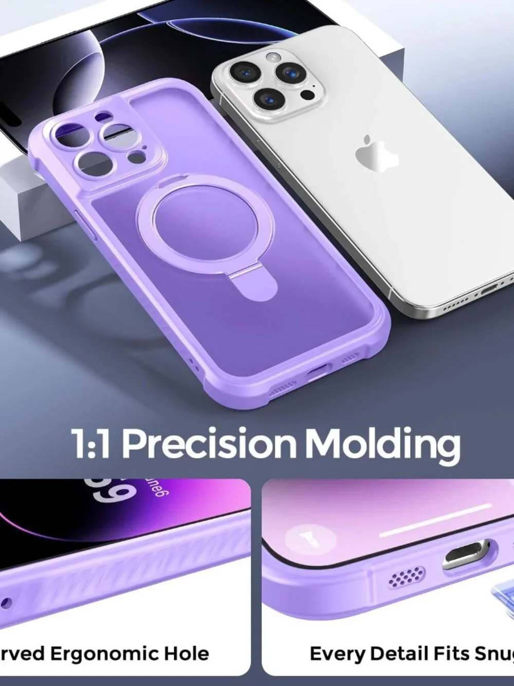 MOCCA iPhone 14 Pro Case MagSafe Invisible Stand Shockproof Light Purple